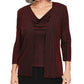 Alex Evenings Women's Glitter Long Sleeve Open Cardigan Wear to Work Top Red Size Petite X-Large