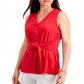 Charter Club Women's Tie Front Sleeveless Top Red Size XX-Large