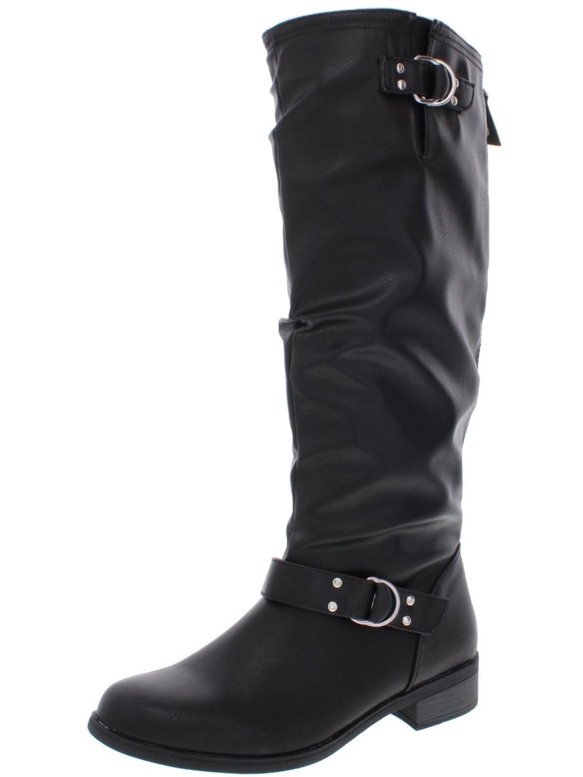 XOXO Womens Minkler Faux Leather Tall Riding Boots Black Size 8