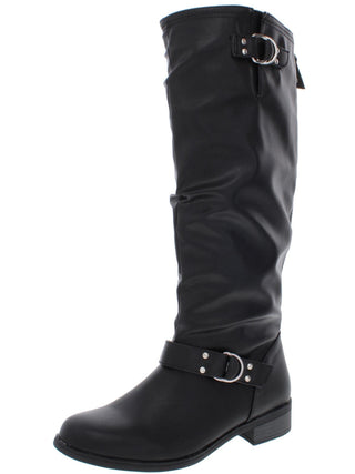 XOXO Womens Minkler Faux Leather Tall Riding Boots Black Size 8