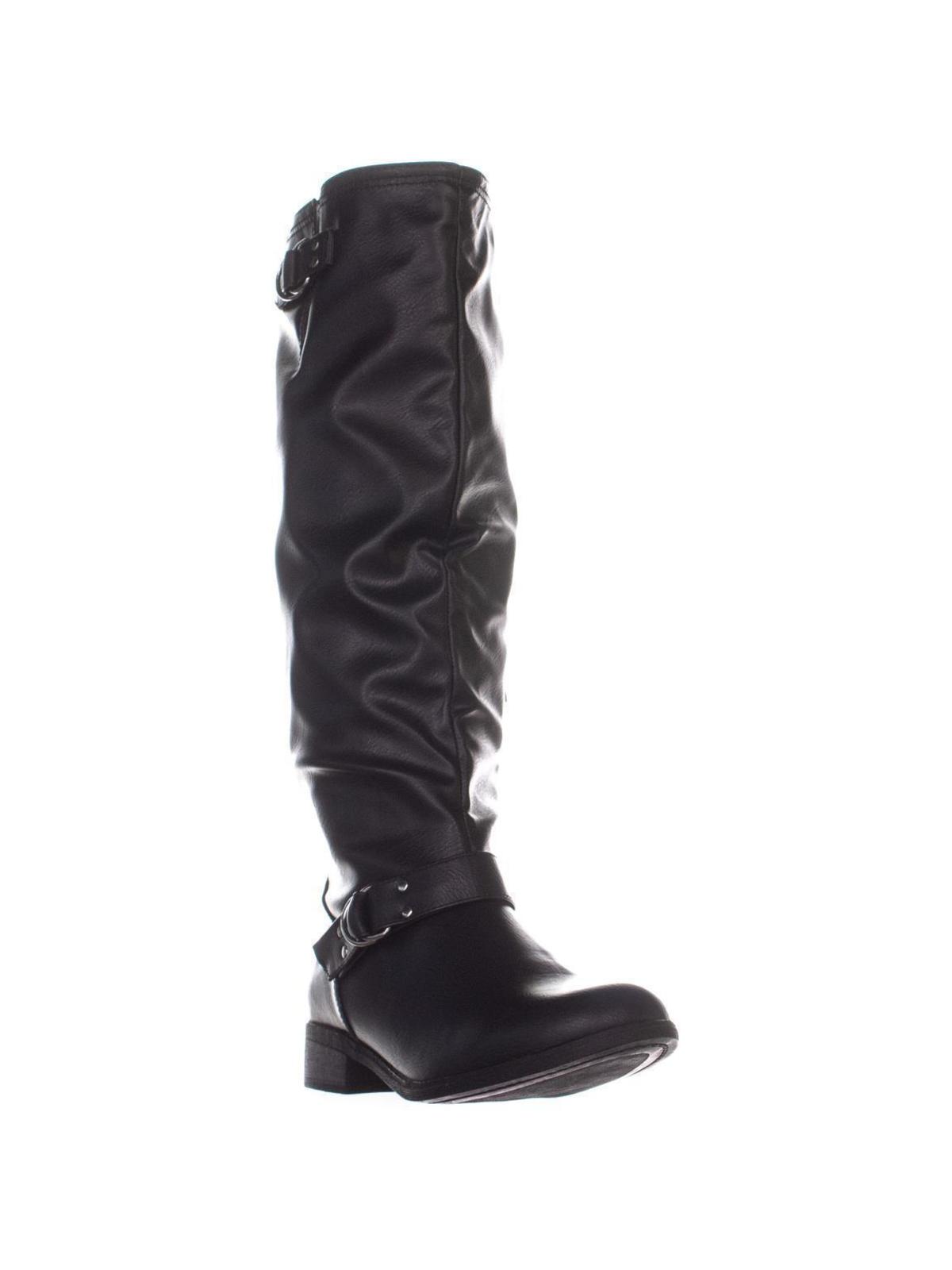XOXO Womens Minkler Faux Leather Tall Riding Boots Black Size 8