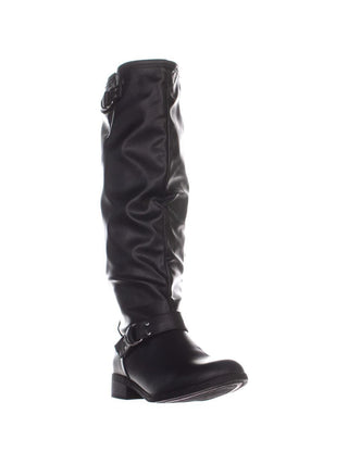 XOXO Womens Minkler Faux Leather Tall Riding Boots Black Size 8