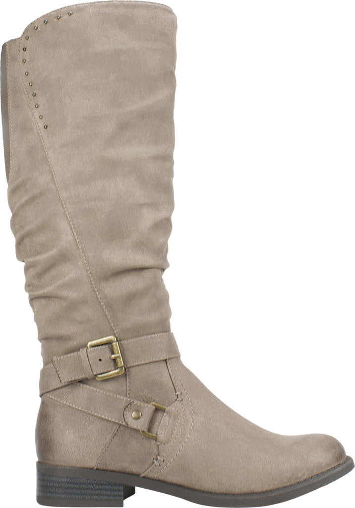 WHITE MOUNTAIN Womens Liona Faux Suede Tall Riding Boots Taupe 5 M