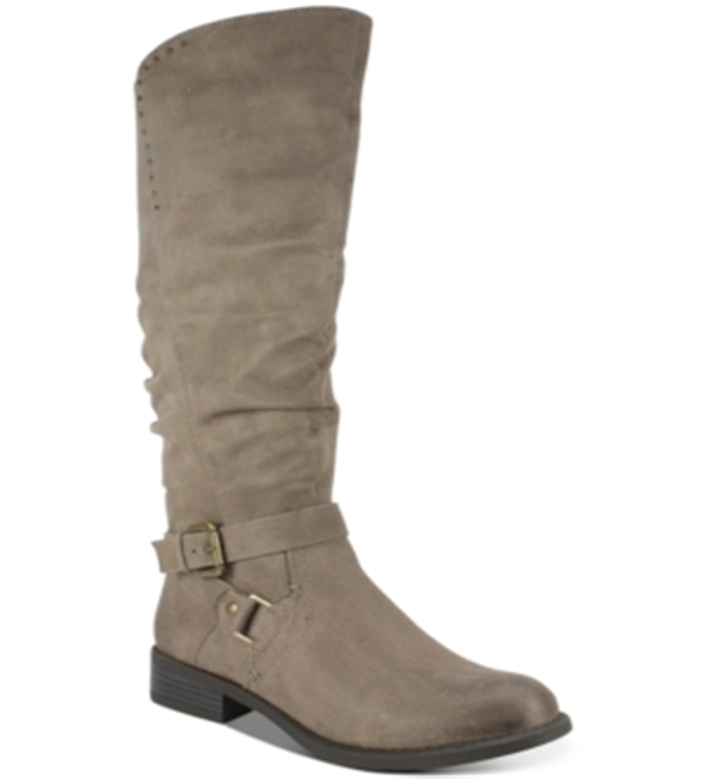 WHITE MOUNTAIN Womens Liona Faux Suede Tall Riding Boots Taupe 5 M