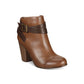 Material Girl Women's Strappy Cushioned Buckle Accent Melany Round Toe Block Heel Zip up Booties Brown Size 11 M