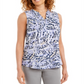 JM Collection Women's Sleeveless Printed Zip Front Top Purple Size Medium