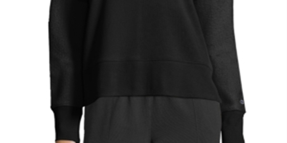 Champion Women's Heritage Cotton Mixed Texture Sweatshirt Black Size Medium