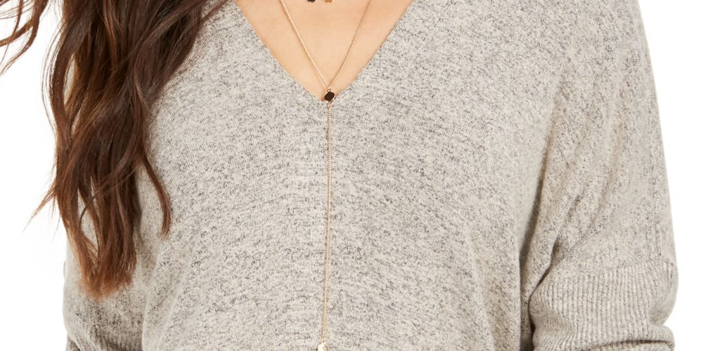 Style & Co Women's Long Sleeve V Neck Sweater Brown Size X-Large