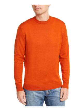 Club Room Men's Merino Wool Blend Ribbed Trim Crewneck Sweater Orange Size Small