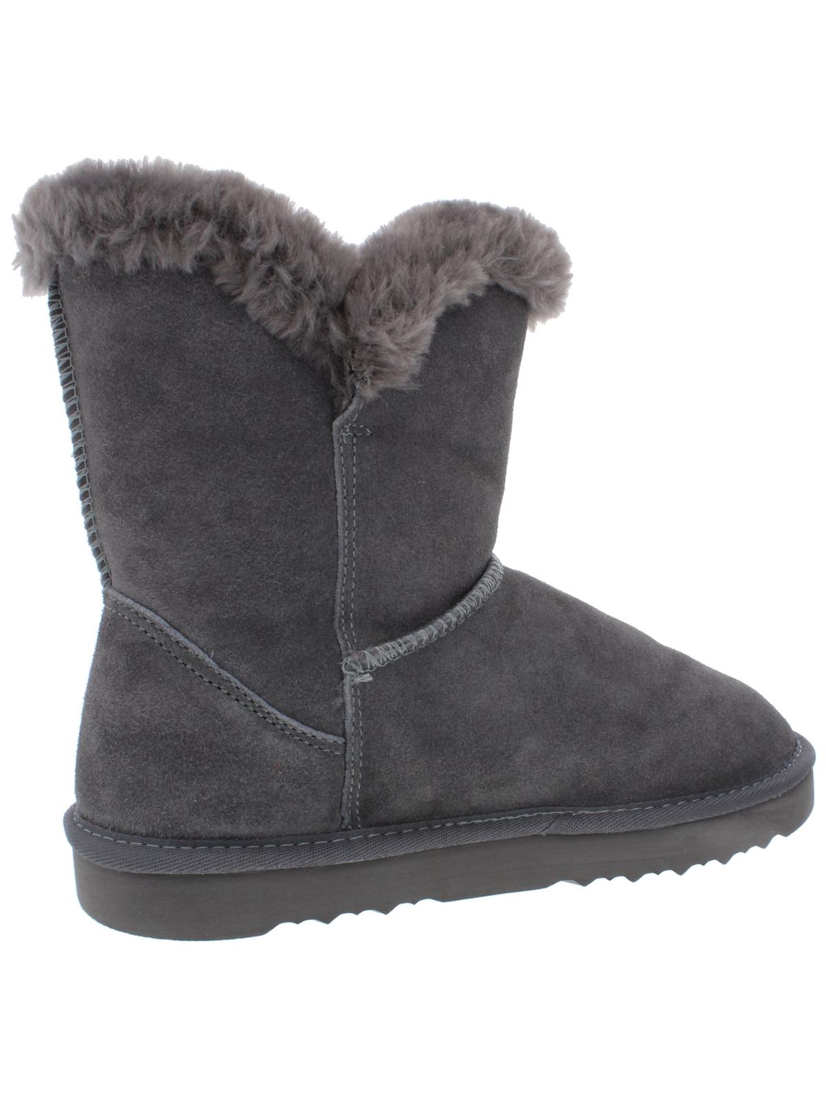 Style & Co Women's Buckle Accent Tiny 2 Round Toe Slip on Leather Snow Boots Gray Size 7 M