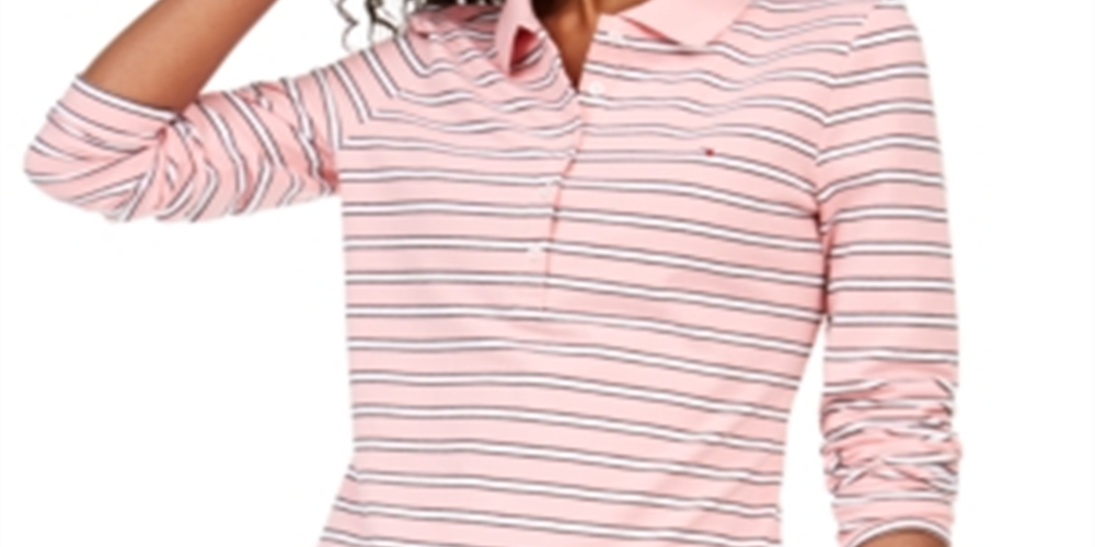 Tommy Hilfiger Women's Long Sleeve Polo Shirt Pink Size XX-Large