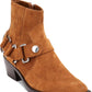 Dkny Womens Square Toe Block Heel Zip-up Leather Booties Brown 7 M