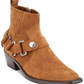Dkny Womens Square Toe Block Heel Zip-up Leather Booties Brown 7 M