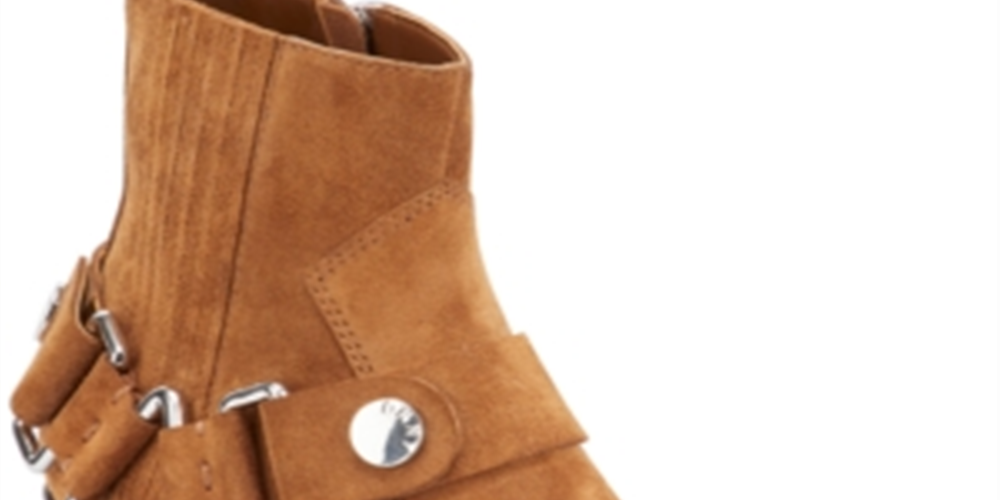 Dkny Womens Square Toe Block Heel Zip-up Leather Booties Brown 7 M