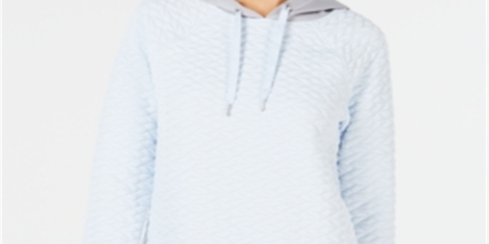 Calvin Klein Women's Raglan Sleeve Pullover Hoodie Blue Size Large