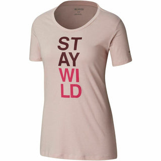 Columbia Women's Printed Short Sleeve Jewel Neck T-Shirt Active Wear Top Pink Size XS