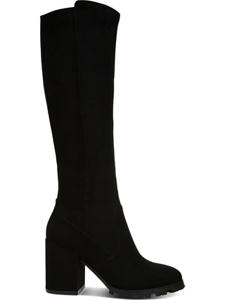 Bar Iii Womens Black 0.5 Platform Stretch Gore Lug Sole Padded Gypsee Round Toe Block Heel Zip-up Heeled Boots 10 M