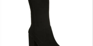 Bar Iii Womens Black 0.5 Platform Stretch Gore Lug Sole Padded Gypsee Round Toe Block Heel Zip-up Heeled Boots 10 M