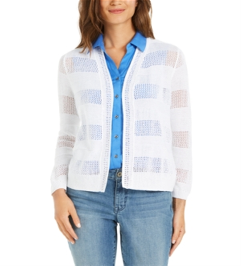 Charter Club Women's Open Front Cardigan White Size X-Large