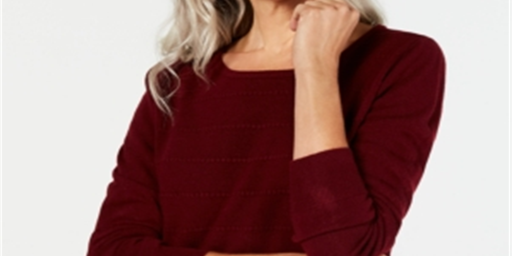 Karen Scott Women's Ottoman Stitch Sweater Wine Size Petite S