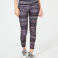 Ideology Women's Stretch Pocketed Moisture Wicking Ankle Length Striped Skinny Leggings Purple Size X-Small