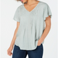 Style & Co Women's Textured Flutter Sleeve Top Green Size X-Small