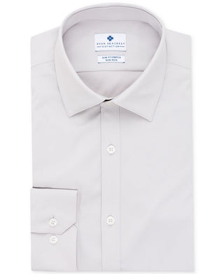 Ryan Seacrest Distinction Men's Ultimate Active Slim Fit Non Iron Performance Stretch Solid Dress Shirt Grey Size 34-35
