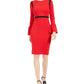 Calvin Klein Women's Sheath Bell Sleeve Contrast Dress Red Size 10