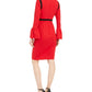 Calvin Klein Women's Sheath Bell Sleeve Contrast Dress Red Size 10
