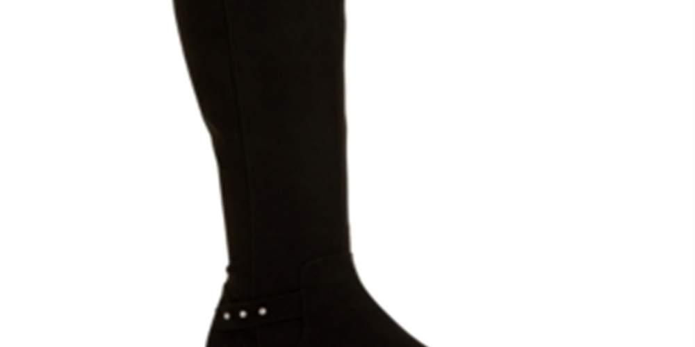 Style & Co Women's Studded Round Toe Stacked Heel Zip up Dress Boots Black 7.5M