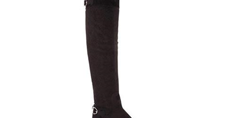 American Rag Womens Adarra Faux Suede Over-the-Knee Boots Black 5 Medium