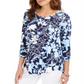 JM Collection Women's Printed T-Shirt Blue Size X-Small