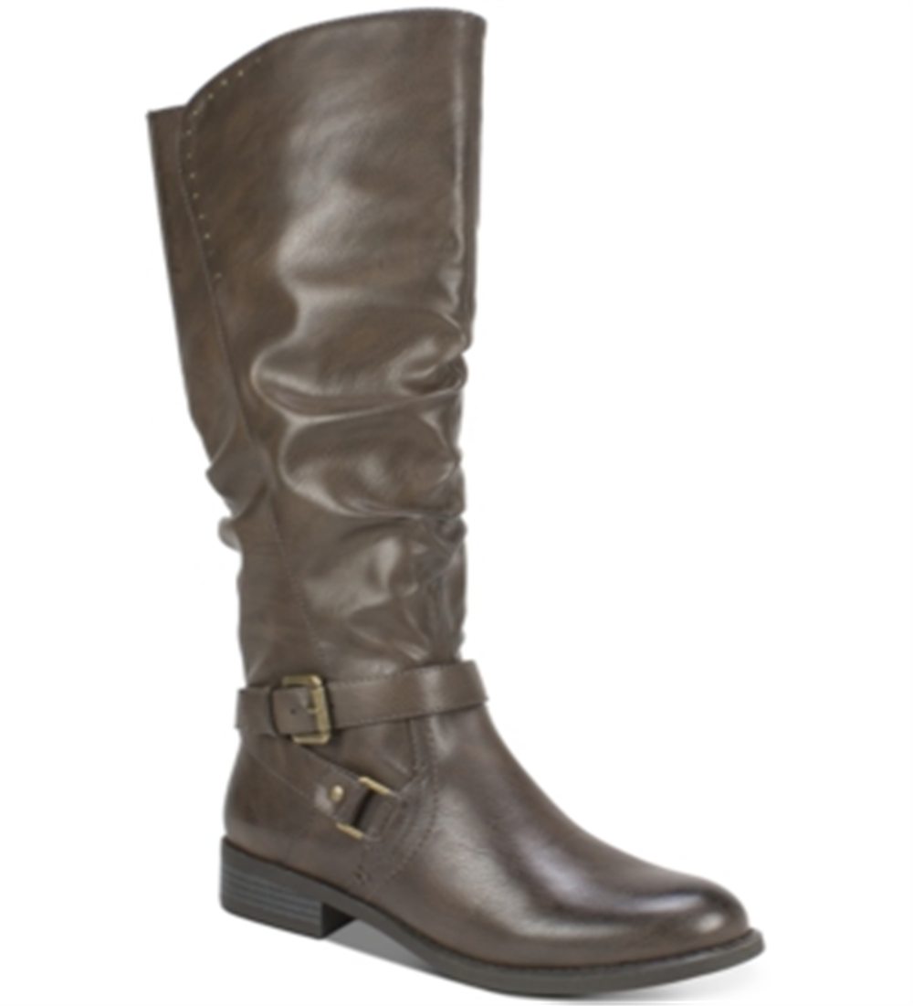 White Mountain Women's Liona Wide Calf Boots (Brown Pu) - Size 5.5 M