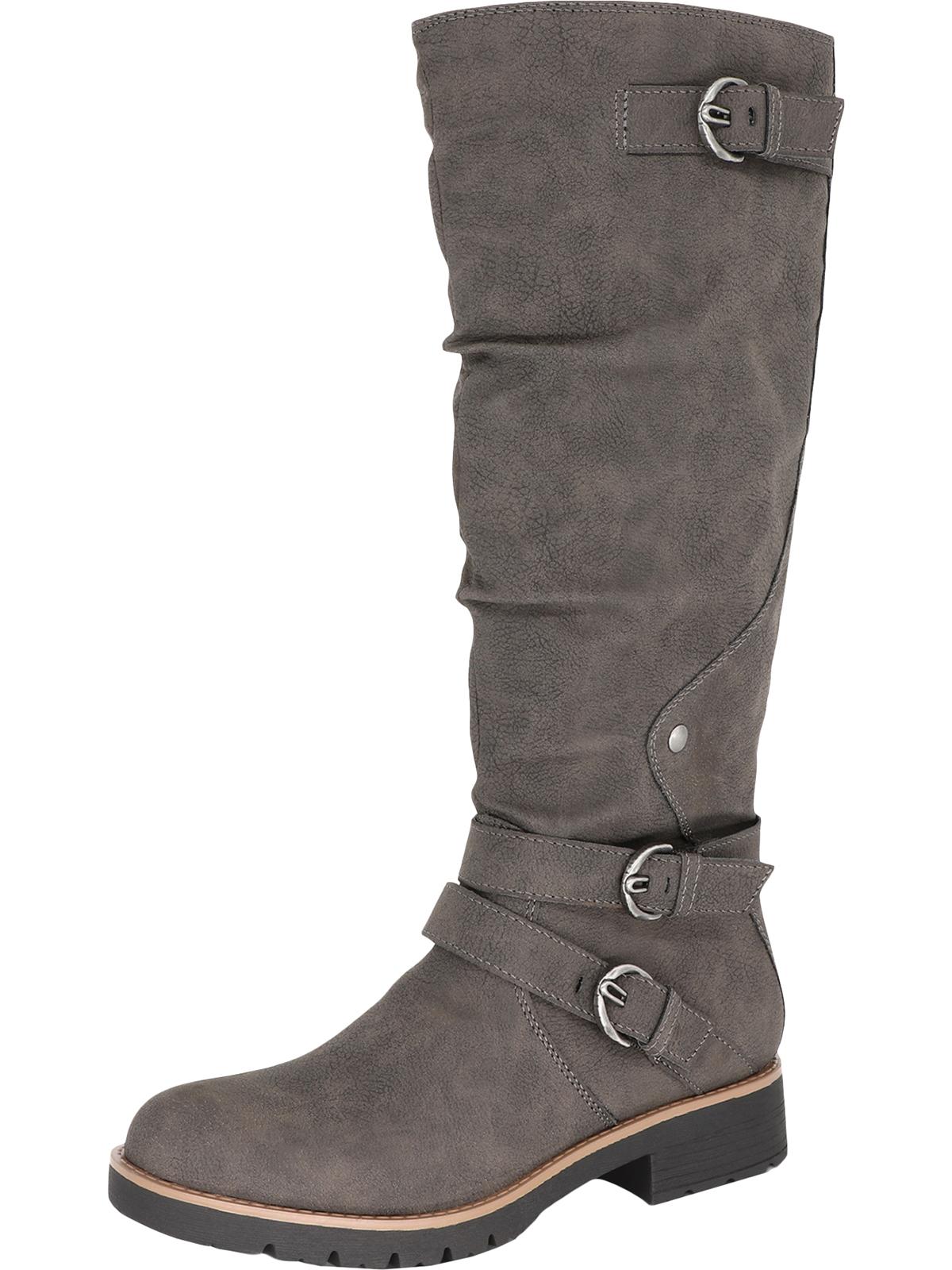 American Rag Womens Brinley Faux Leather Knee-High Riding Boots Gray Size 6 M