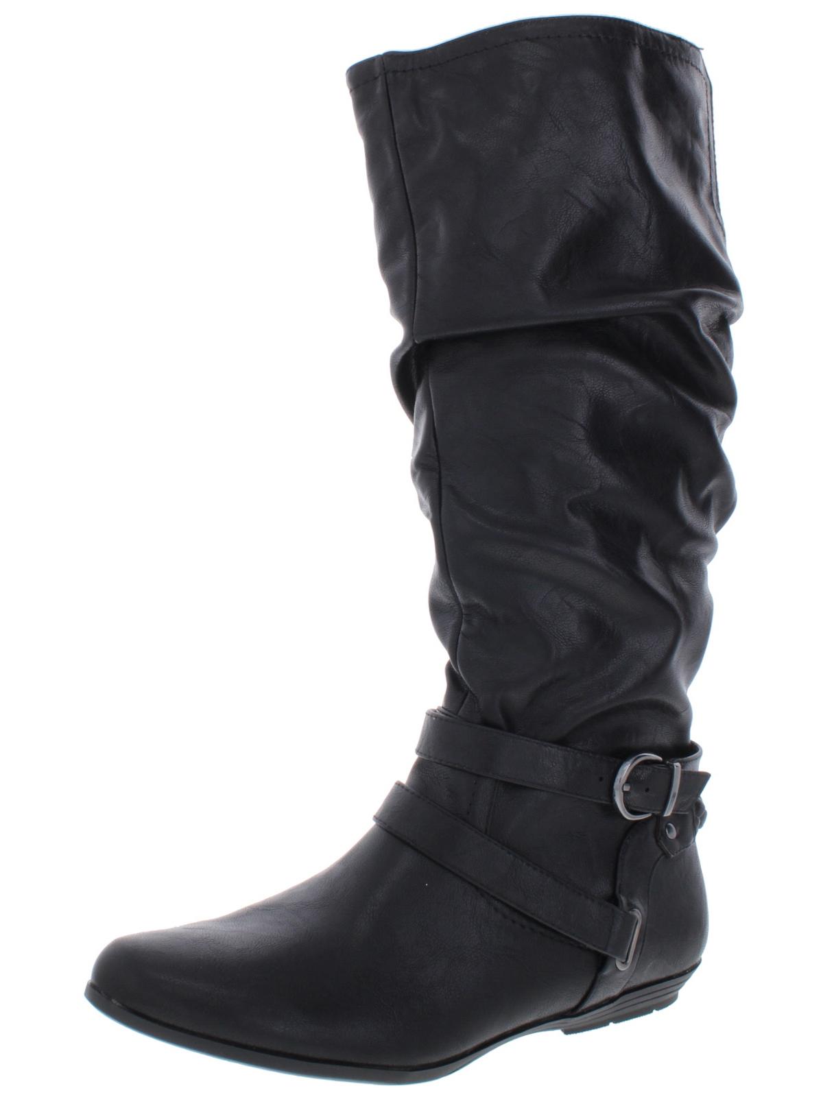 Cliffs by White Mountain Womens Fairfield Buckle Riding Boots Black Size 7.5 M