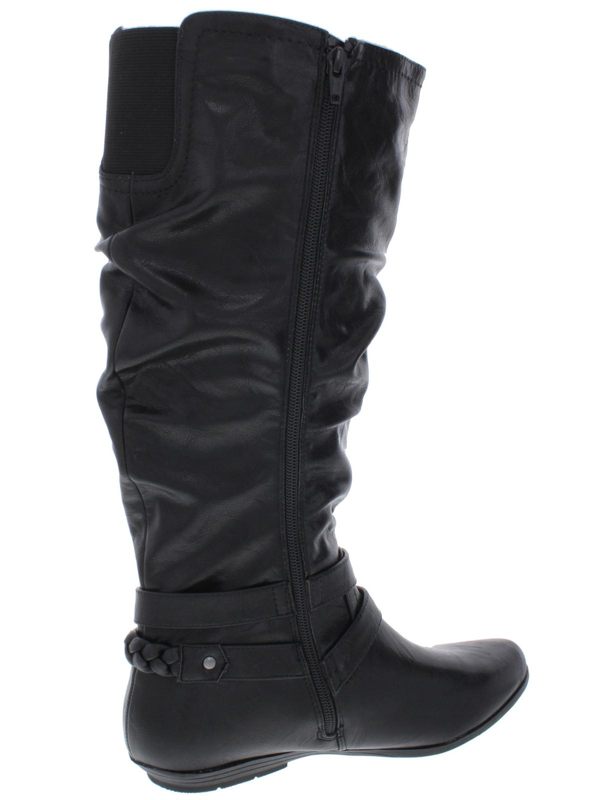 Cliffs by White Mountain Womens Fairfield Buckle Riding Boots Black Size 7.5 M