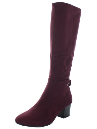 Charter Club Women's  Flower Grommets Bow Accent Padded Jaccque Almond Toe Block Heel Zip-up Boots Purple 6.5 M