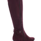 Charter Club Women's  Flower Grommets Bow Accent Padded Jaccque Almond Toe Block Heel Zip-up Boots Purple 6.5 M