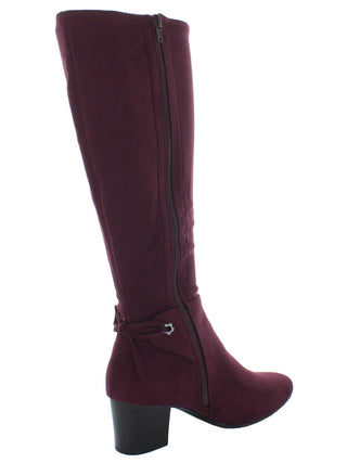 Charter Club Women's  Flower Grommets Bow Accent Padded Jaccque Almond Toe Block Heel Zip-up Boots Purple 6.5 M