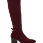 Charter Club Women's  Flower Grommets Bow Accent Padded Jaccque Almond Toe Block Heel Zip-up Boots Purple 6.5 M