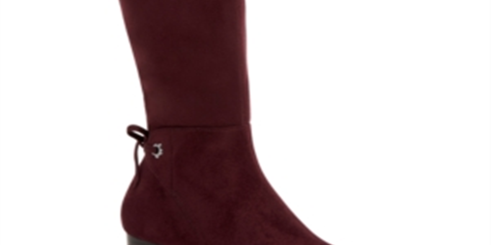 Charter Club Women's  Flower Grommets Bow Accent Padded Jaccque Almond Toe Block Heel Zip-up Boots Purple 6.5 M