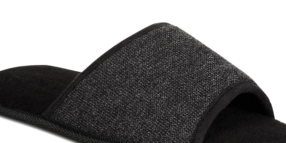 Gold Toe Mens Open Toe Memory Foam Slide Slippers Black Size Small