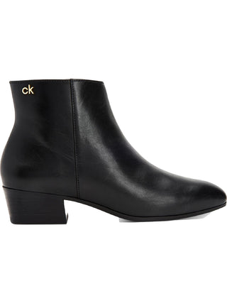 Calvin Klein Women's Jipsy Ankle Boots Leather Block Heel Black Size 6