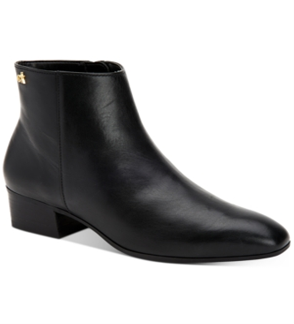 Calvin Klein Women's Jipsy Ankle Boots Leather Block Heel Black Size 6