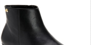 Calvin Klein Women's Jipsy Ankle Boots Leather Block Heel Black Size 6