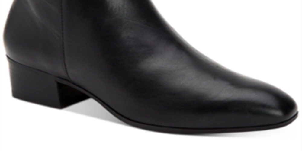 Calvin Klein Women's Jipsy Ankle Boots Leather Block Heel Black Size 6