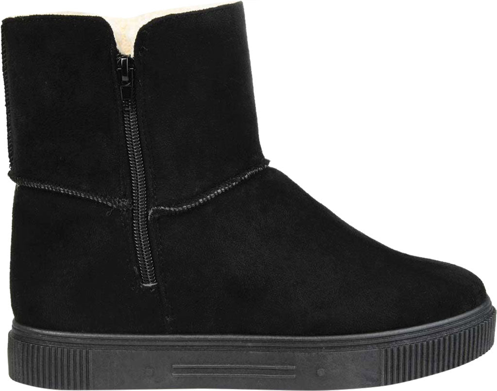Journee Collection Women's Stitch Detailing Fur Trim Stelly Round Toe Platform Zip up Snow Boots Black Size 7 M
