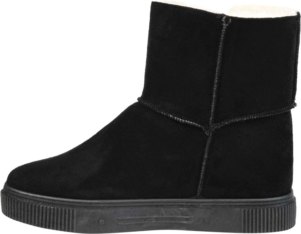 Journee Collection Women's Stitch Detailing Fur Trim Stelly Round Toe Platform Zip up Snow Boots Black Size 7 M