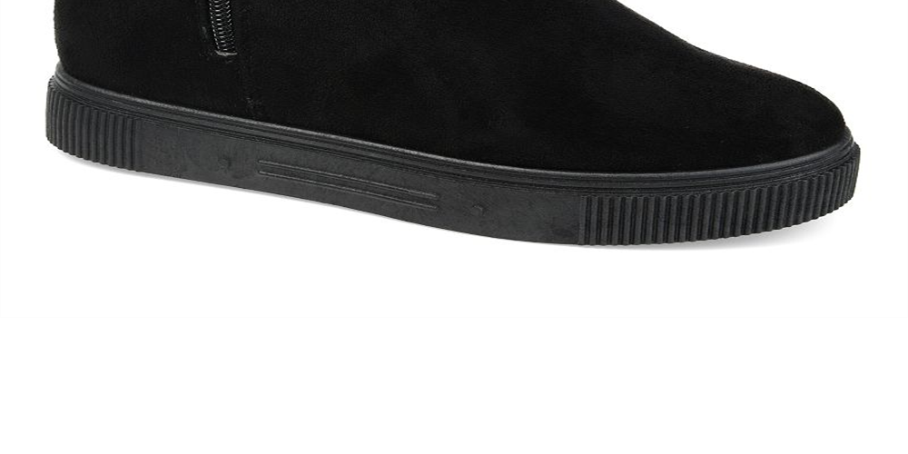 Journee Collection Women's Stitch Detailing Fur Trim Stelly Round Toe Platform Zip up Snow Boots Black Size 7 M