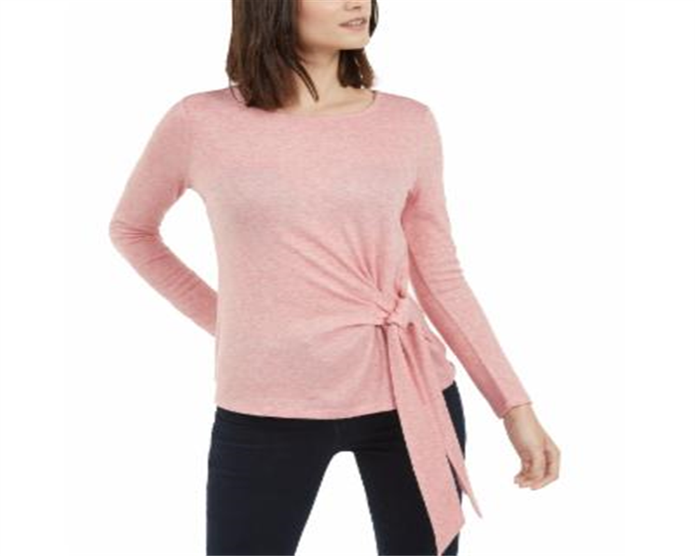 INC International Concepts Women's Side Tie Knit Top Pink Size Petite L